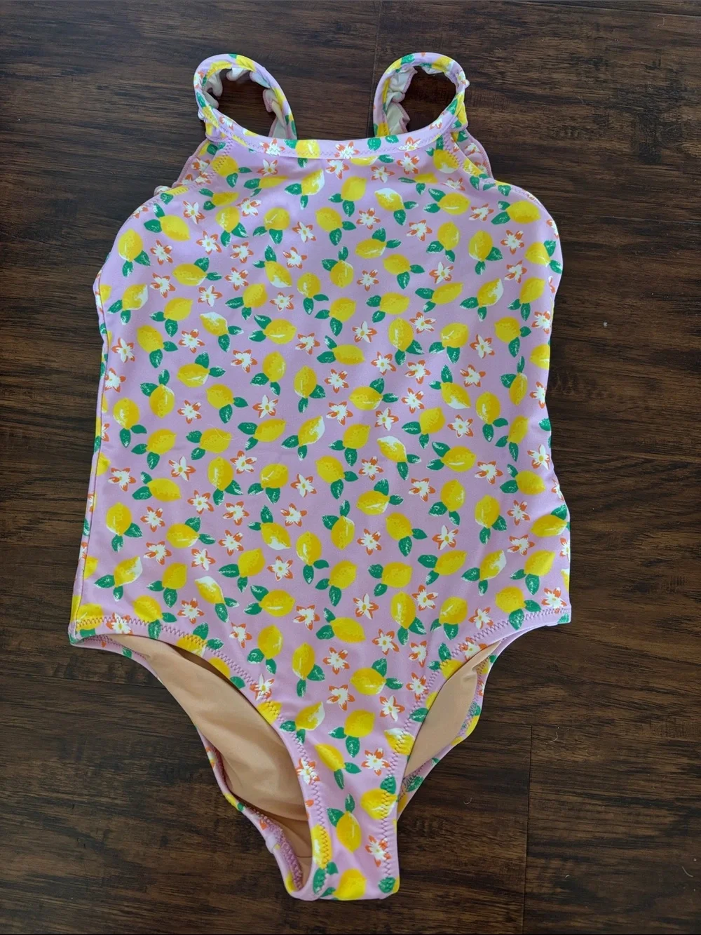 Crewcuts Pink Lemon Print One-Piece Swimsuit